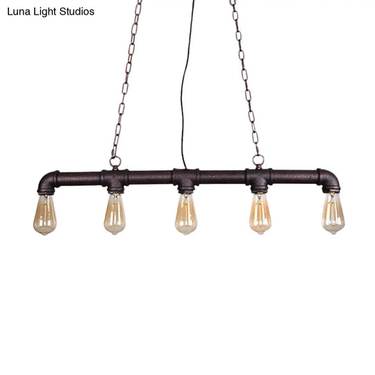 Steampunk Island Pendant With 5 Lights - Industrial Style Ceiling Light For Dining Room In