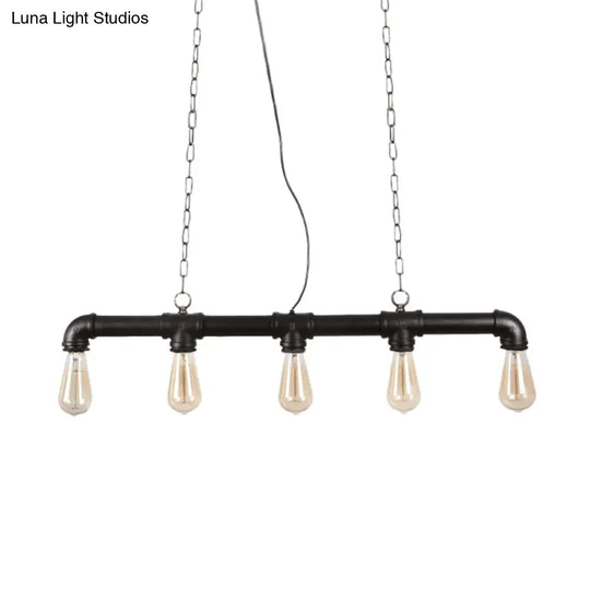 Steampunk Island Pendant With 5 Lights - Industrial Style Ceiling Light For Dining Room In