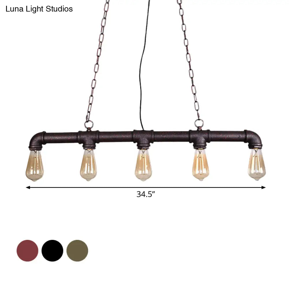 Steampunk Island Pendant With 5 Lights - Industrial Style Ceiling Light For Dining Room In