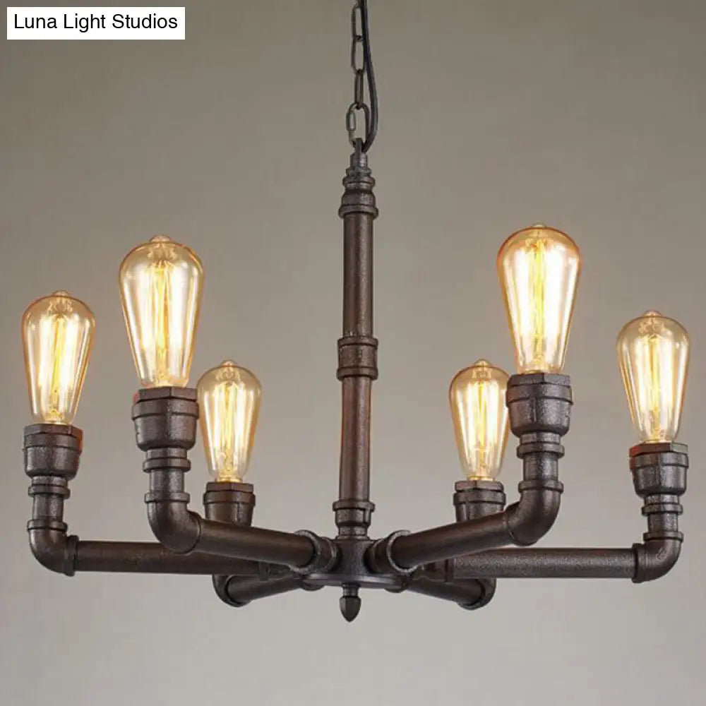 Steampunk Metal Black Chandelier Pendant Ceiling Light - 3/6 Bulbs Bistro Style 6 / Up