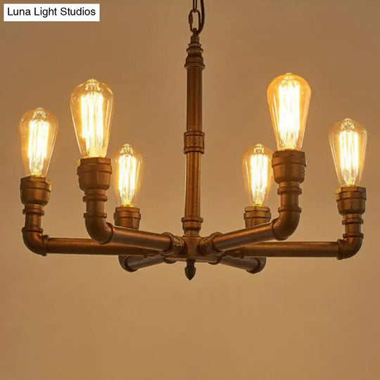 Steampunk Metal Black Chandelier Pendant Ceiling Light - 3/6 Bulbs Bistro Style