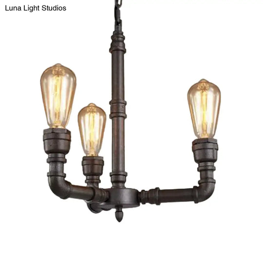 Steampunk Metal Black Chandelier Pendant Ceiling Light - 3/6 Bulbs Bistro Style 3 / Up