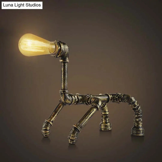 Steampunk Robot Wrought Iron Table Lamp With Pipe Design | Brass/Bronze Finish Perfect For Childrens