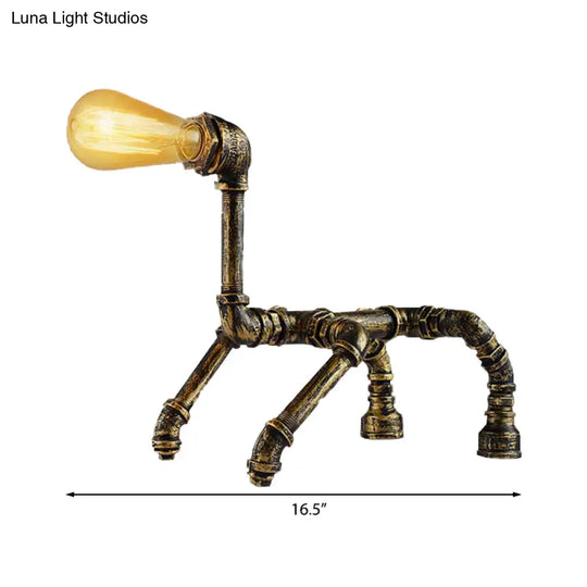 Steampunk Robot Wrought Iron Table Lamp With Pipe Design | Brass/Bronze Finish Perfect For Childrens