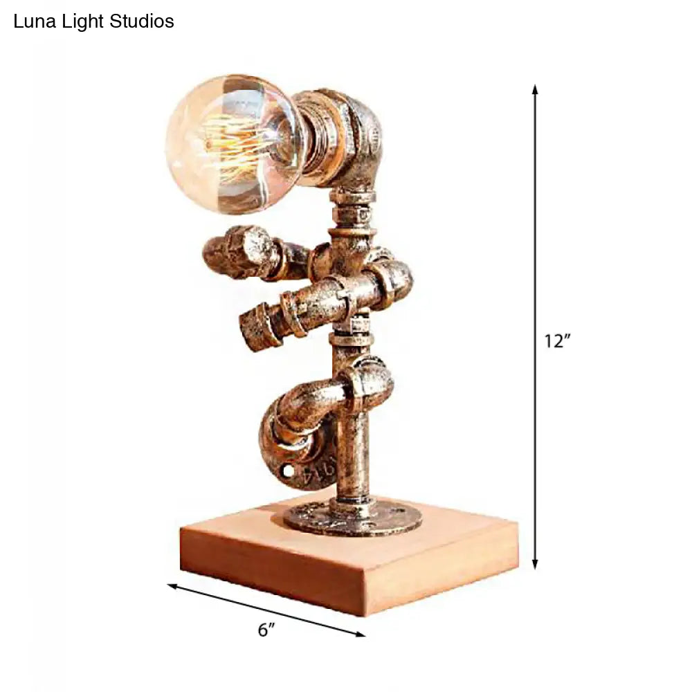 Steampunk Style Bronze Metal Table Lamp With Robot Athlete Design - 1 Light Lighting For Bedroom