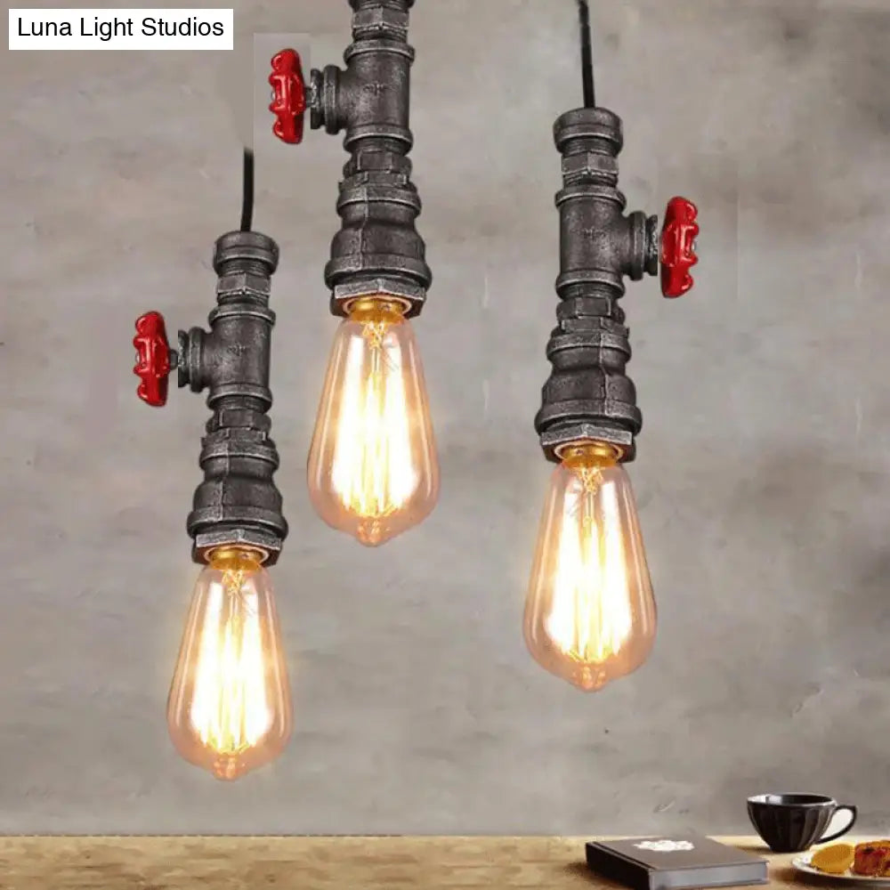 Steampunk Water Pipe Pendant Light - Iron Bronze Single Head Valve Ideal For Restaurants