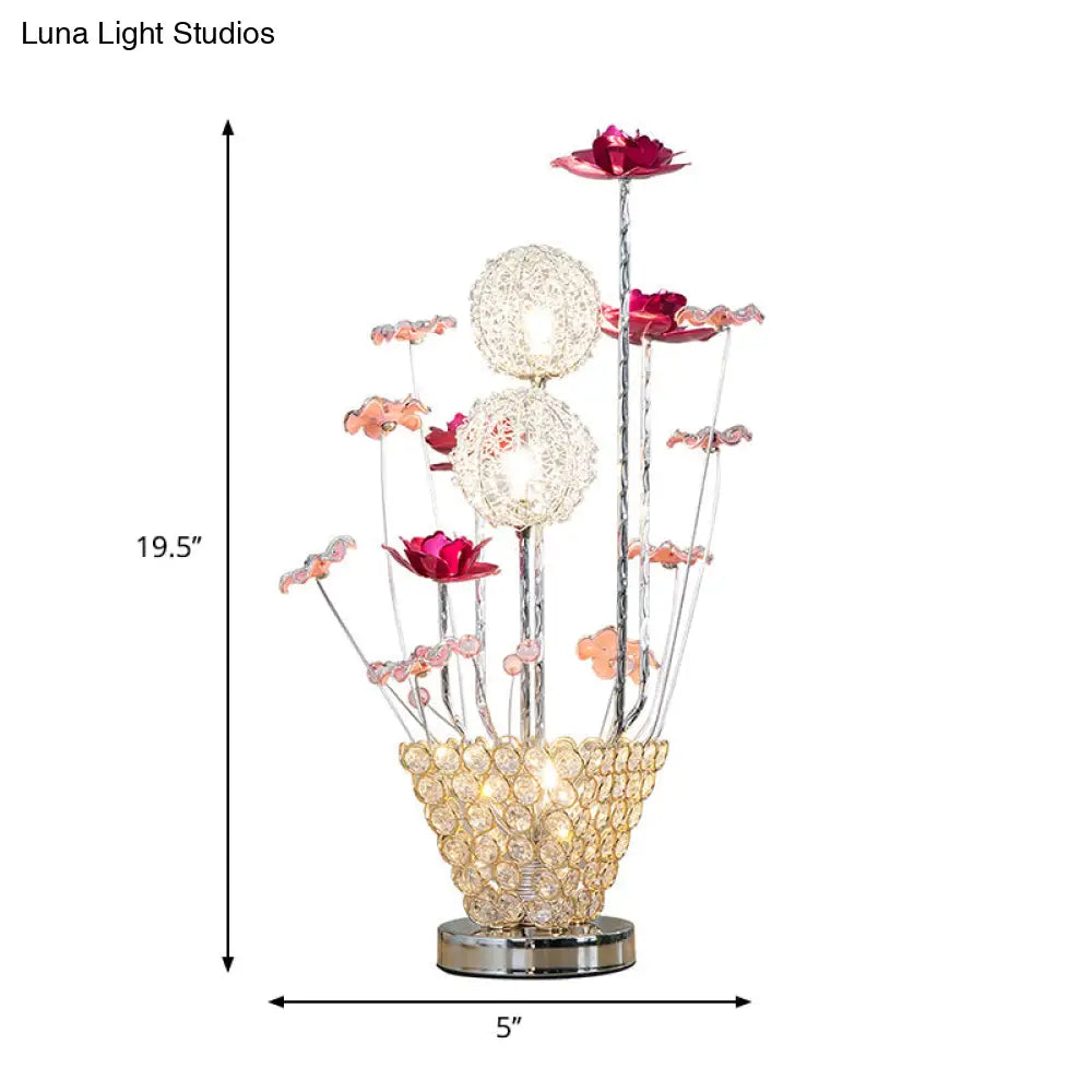 Stella - Golden Art Decor Rose And Dandelion Night Light Led Ironic Desk Lighting With Inserted