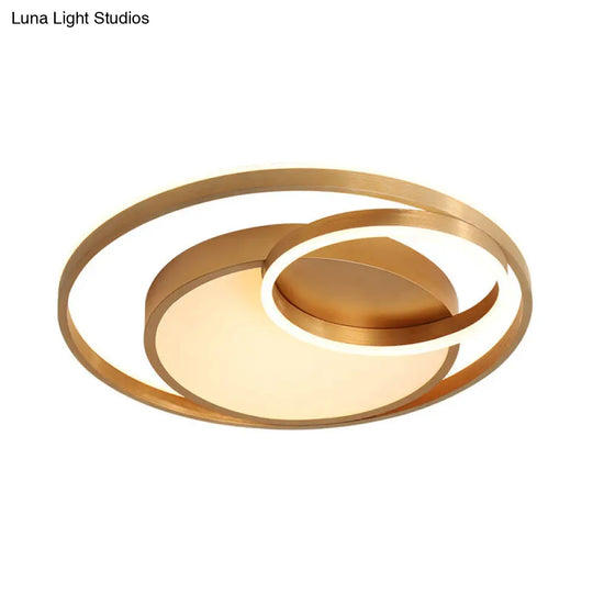 Stepless Dimming Gold Led Flush Mount Ceiling Lamp - 16/23.5 Wide Circle Acrylic Light Fixture