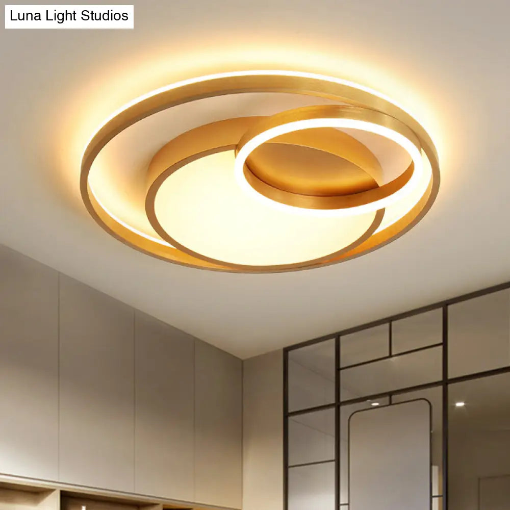 Stepless Dimming Gold Led Flush Mount Ceiling Lamp - 16’/23.5’ Wide Circle Acrylic Light