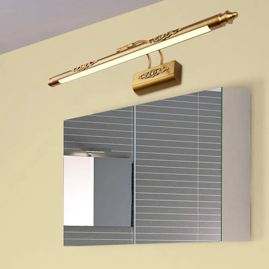 Streamlined Brass Led Wall Vanity Light With Curvy Arm - Contemporary Warm/White Lighting / Warm