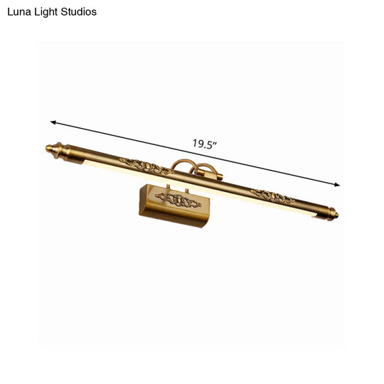 Streamlined Brass Led Wall Vanity Light With Curvy Arm - Contemporary Warm/White Lighting