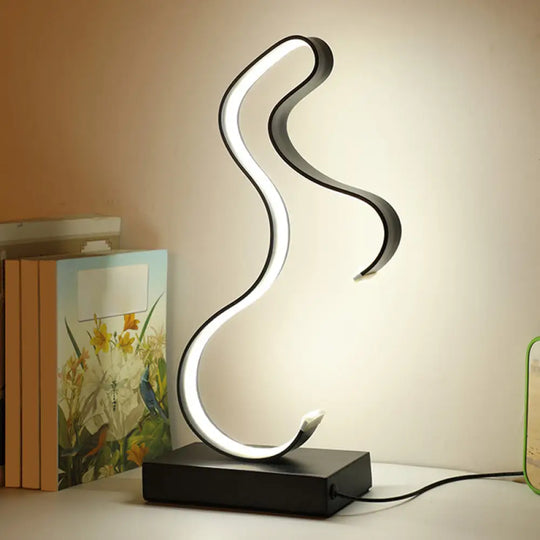 Streamlined Led Horse Profile Desk Lamp - Modern Metal Nightstand Light In Black/White/Gold Black