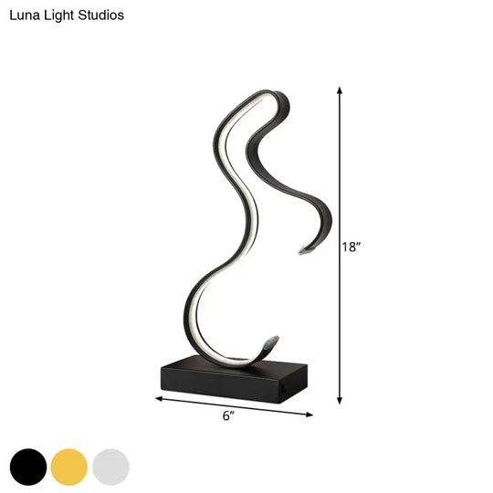 Streamlined Led Horse Profile Desk Lamp - Modern Metal Nightstand Light In Black/White/Gold