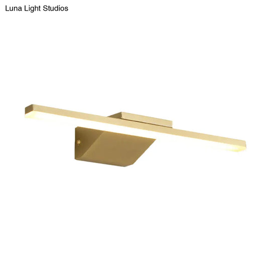 Streamlined Metallic Led Wall Lamp - 16/21.5 W Gold Vanity Sconce Light For Bathroom