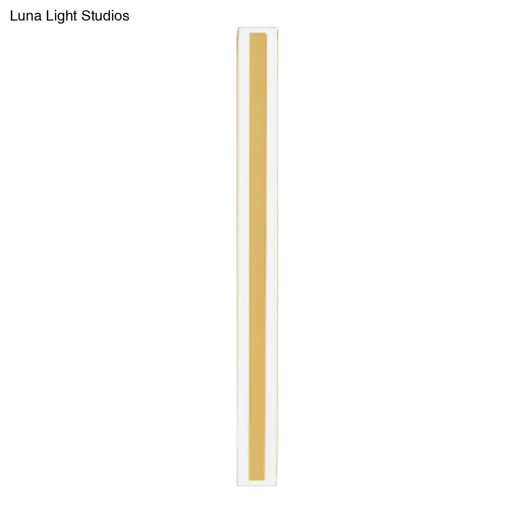 Stripe Sconce Light Fixture: Contemporary Metallic Led Outdoor Wall Lamp In Gold Warm/White