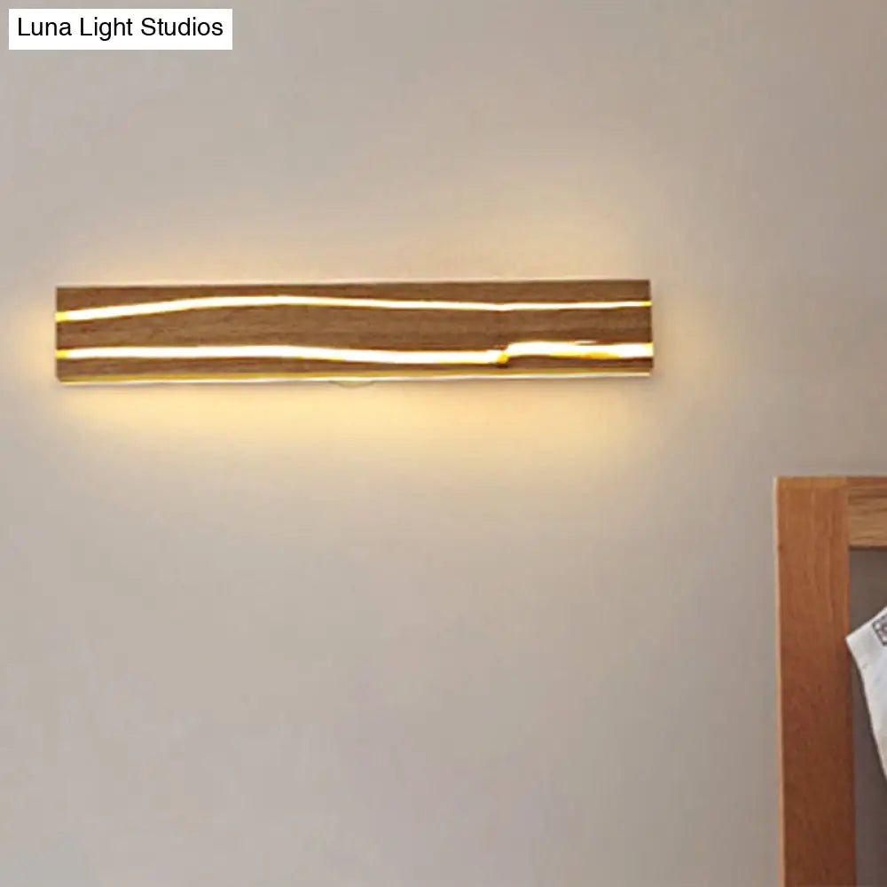 Striped Wood Sconce Led Light - Beige Vanity For Bedroom