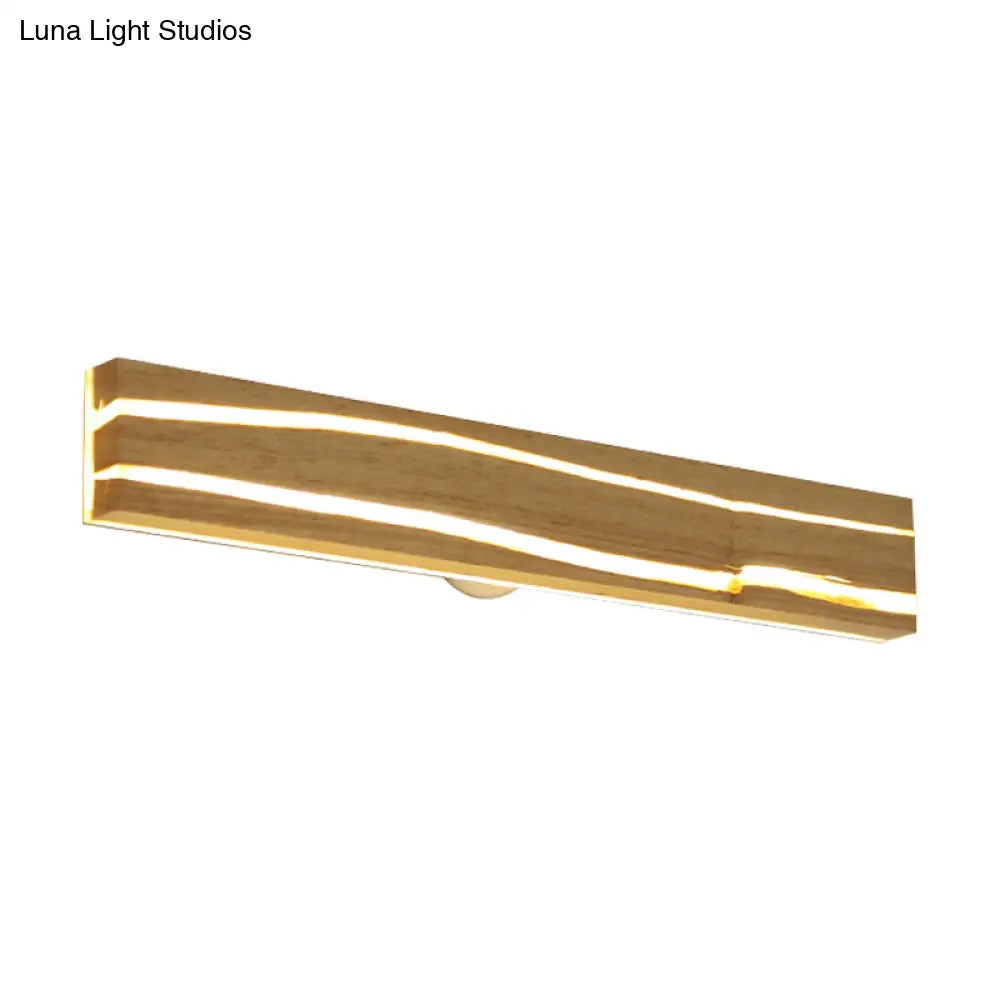 Striped Wood Sconce Led Light - Beige Vanity For Bedroom