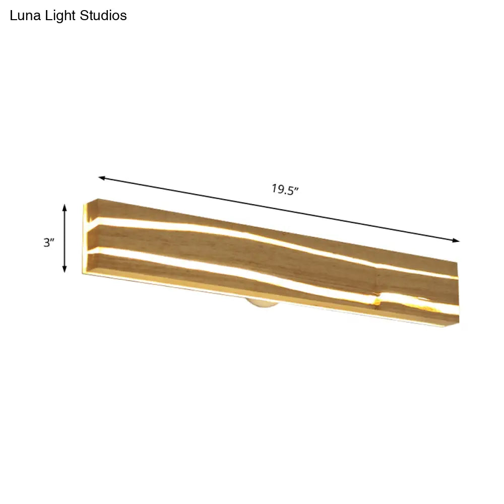 Striped Wood Sconce Led Light - Beige Vanity For Bedroom