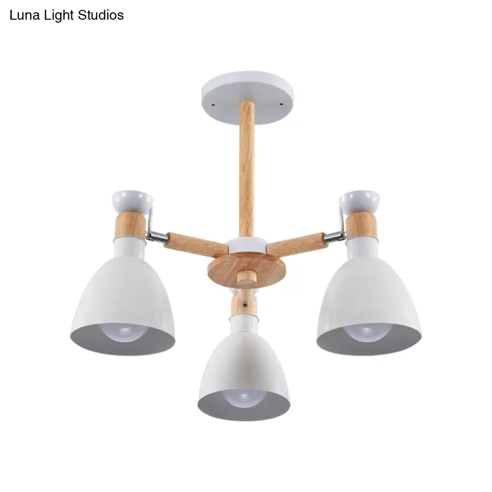 Study Room Ceiling Mount Light - Domed Metal Lamp With 3 Macaron Lights