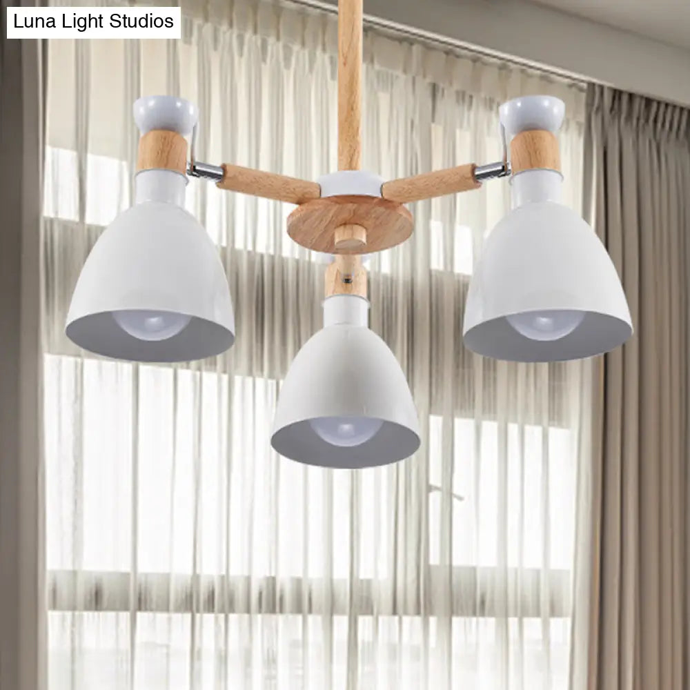 Study Room Ceiling Mount Light - Domed Metal Lamp With 3 Macaron Lights