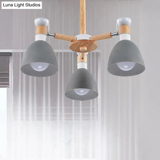 Study Room Ceiling Mount Light - Domed Metal Lamp With 3 Macaron Lights