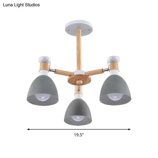 Study Room Ceiling Mount Light - Domed Metal Lamp With 3 Macaron Lights