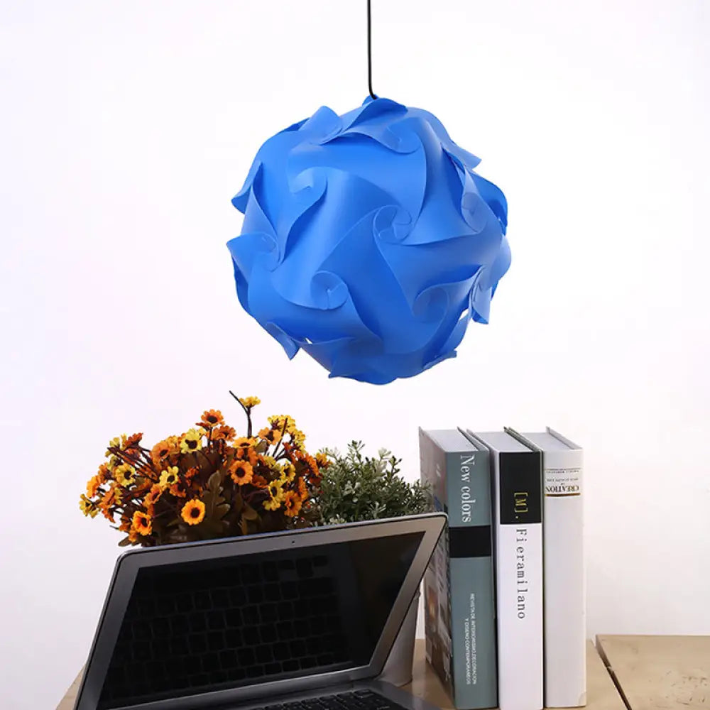 Study Room Diy Hanging Ceiling Light - Black/Red/Blue 1-Light Plastic Drop Pendant Blue