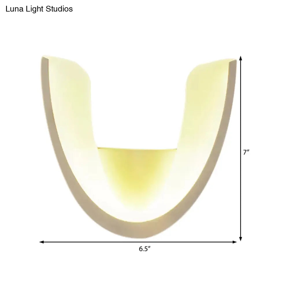 Study Room Led Wall Sconce - Modern Half-Oval Design Acrylic White Finish