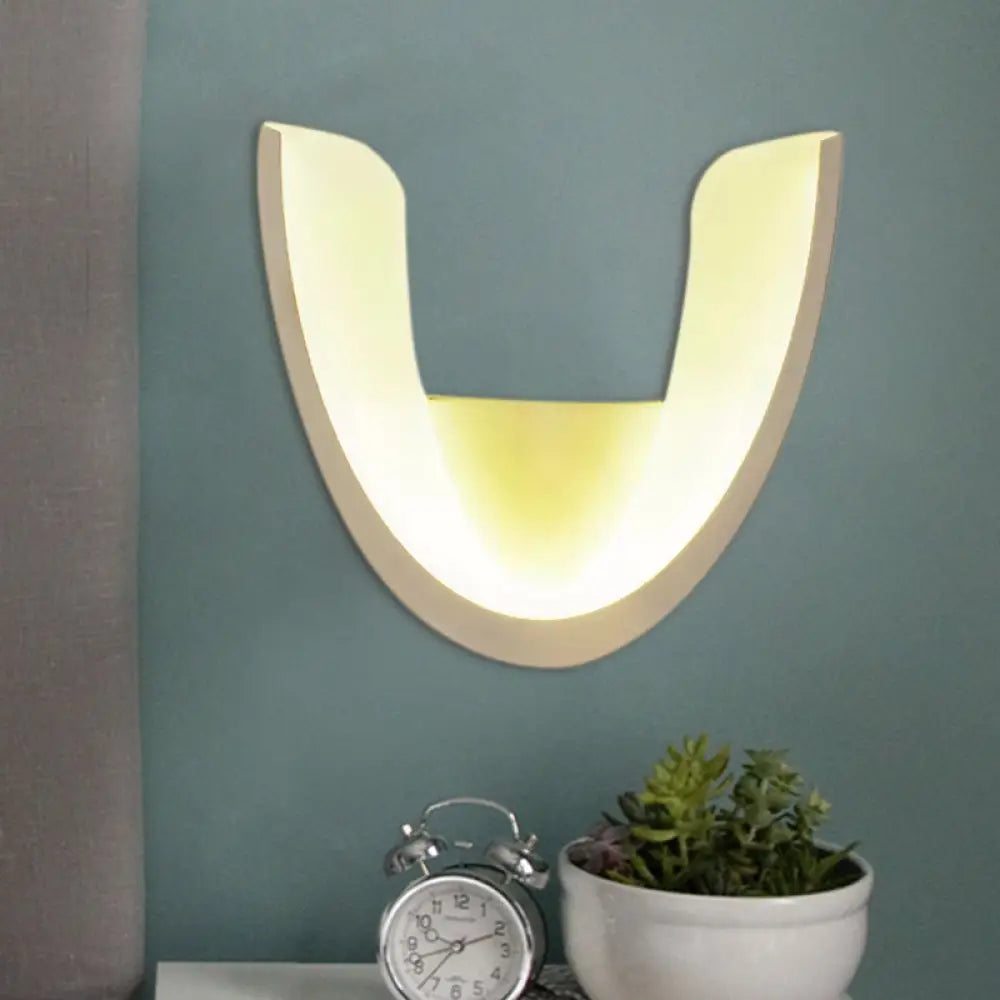 Study Room Led Wall Sconce - Modern Half-Oval Design Acrylic White Finish /