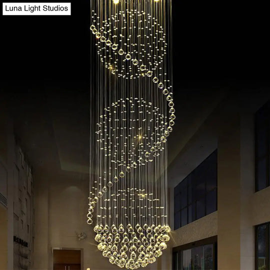 Modern Clear Crystal Spiral Led Chandelier With 4 Lights Perfect For Stairways