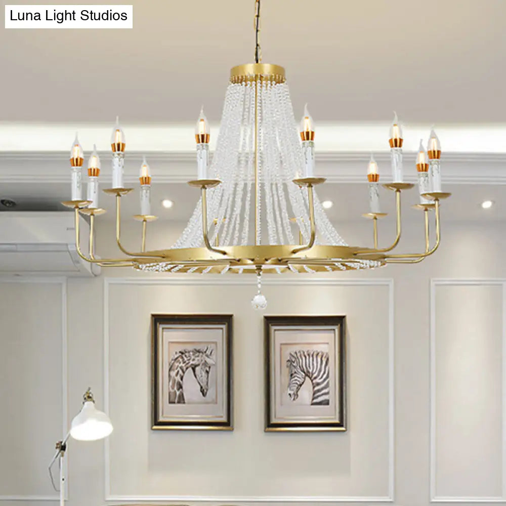 Modern Crystal Chandelier Pendant With Tassels - 5/8/12 Lights Brass Ceiling Lamp