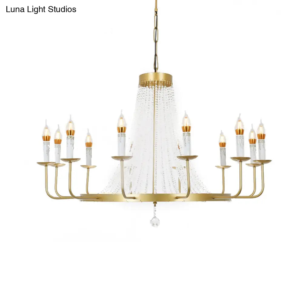 Stunning Crystal Tassel Chandelier Pendant - 5/8/12 Lights Hangs From Ceiling Brass Finish