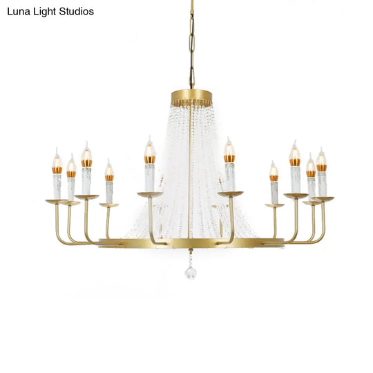 Stunning Crystal Tassel Chandelier Pendant - 5/8/12 Lights Hangs From Ceiling Brass Finish