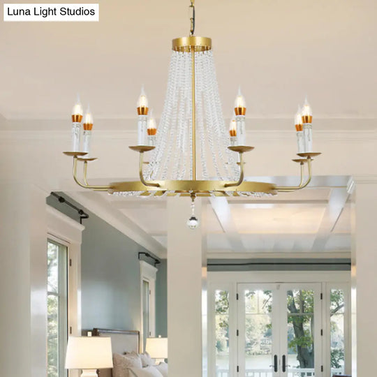 Stunning Crystal Tassel Chandelier Pendant - 5/8/12 Lights Hangs From Ceiling Brass Finish