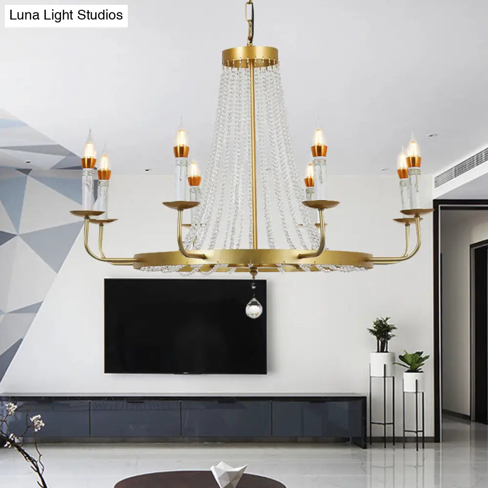 Modern Crystal Chandelier Pendant With Tassels - 5/8/12 Lights Brass Ceiling Lamp 8 /