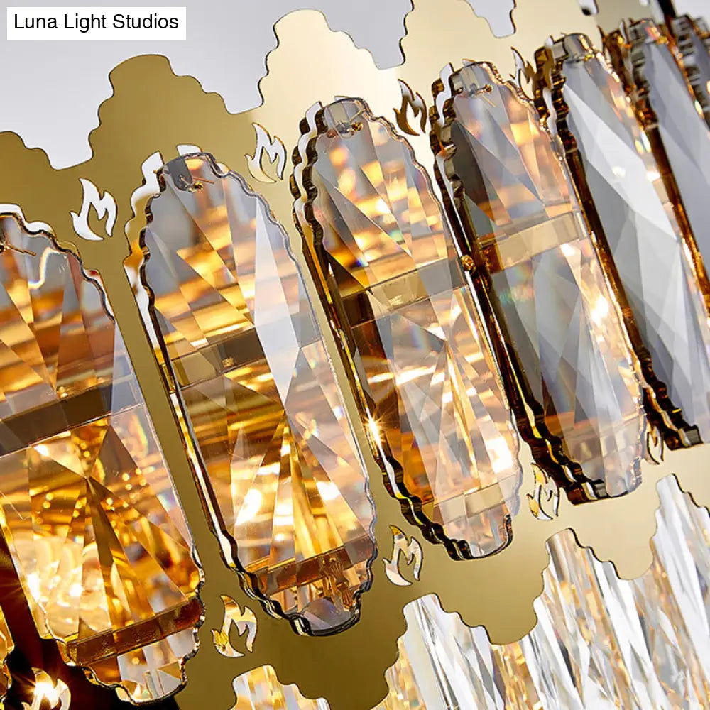 Stunning Faceted Crystal Pendant Light Gold | Minimalist Multi-Tiered Design Perfect For Living