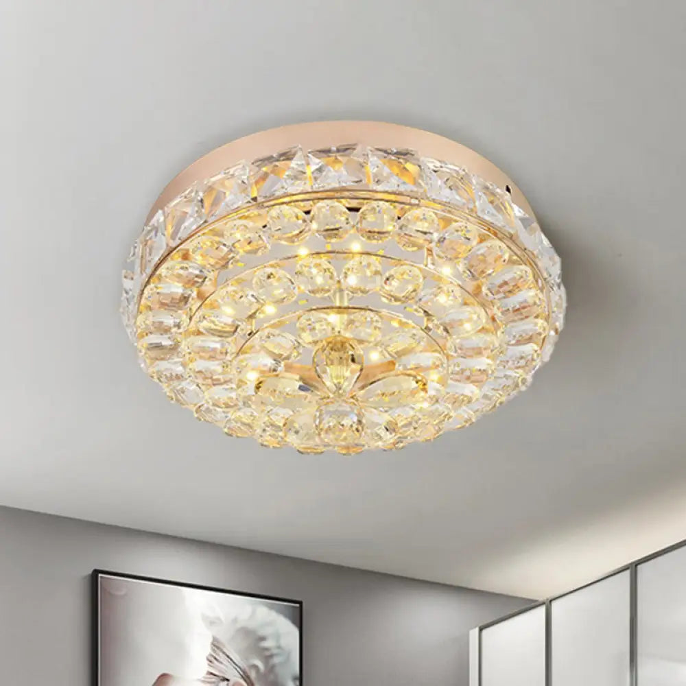 Stunning Gold Flush Mount Crystal Led Ceiling Light With Blossom Design In Warm/White / White