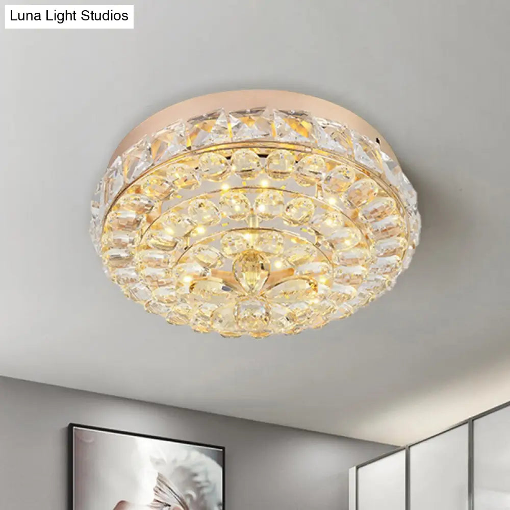 Stunning Gold Flush Mount Crystal Led Ceiling Light With Blossom Design In Warm/White / White