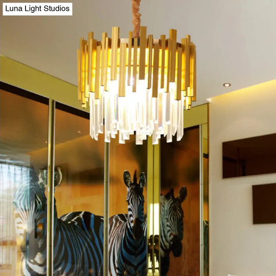 Stunning Silver/Gold Pendant Lamp With Crystal Prism - 6-Bulb Suspension For Bedroom