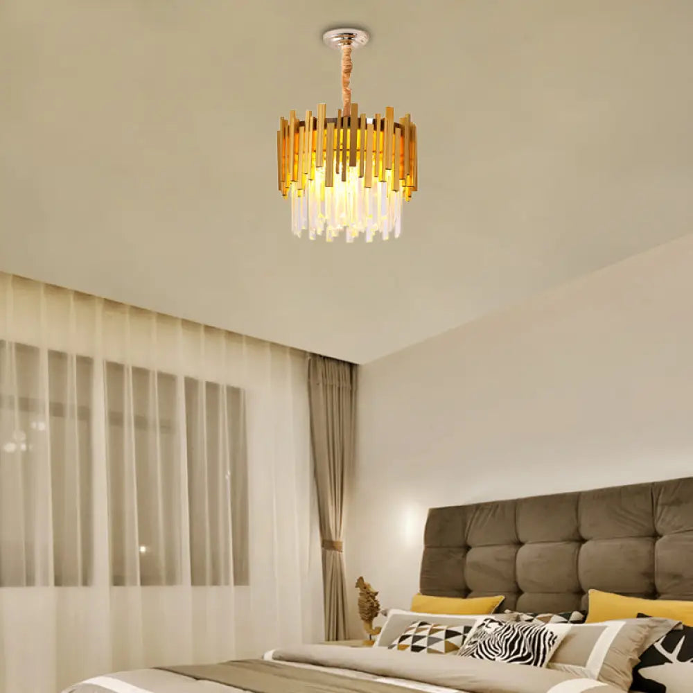 Stunning Silver/Gold Pendant Lamp With Crystal Prism - Modern And Stylish Lighting For Bedrooms Gold