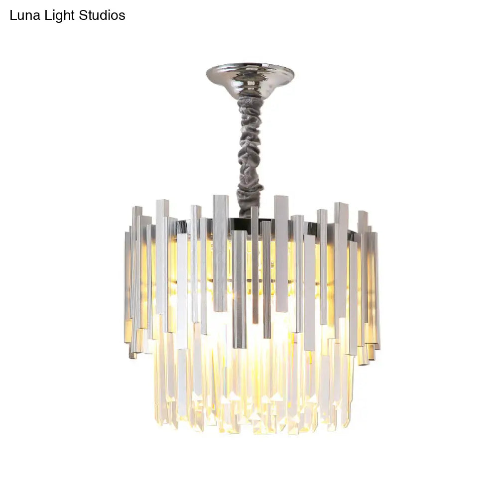 Stunning Silver/Gold Pendant Lamp With Crystal Prism - Modern And Stylish Lighting For Bedrooms