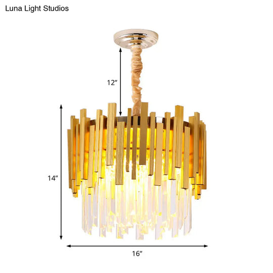 Stunning Silver/Gold Pendant Lamp With Crystal Prism - 6-Bulb Suspension For Bedroom