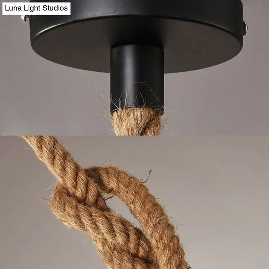 Stylish 1-Light Beige Hemp Rope Ceiling Light For Coffee Shops: House Suspended Lodge