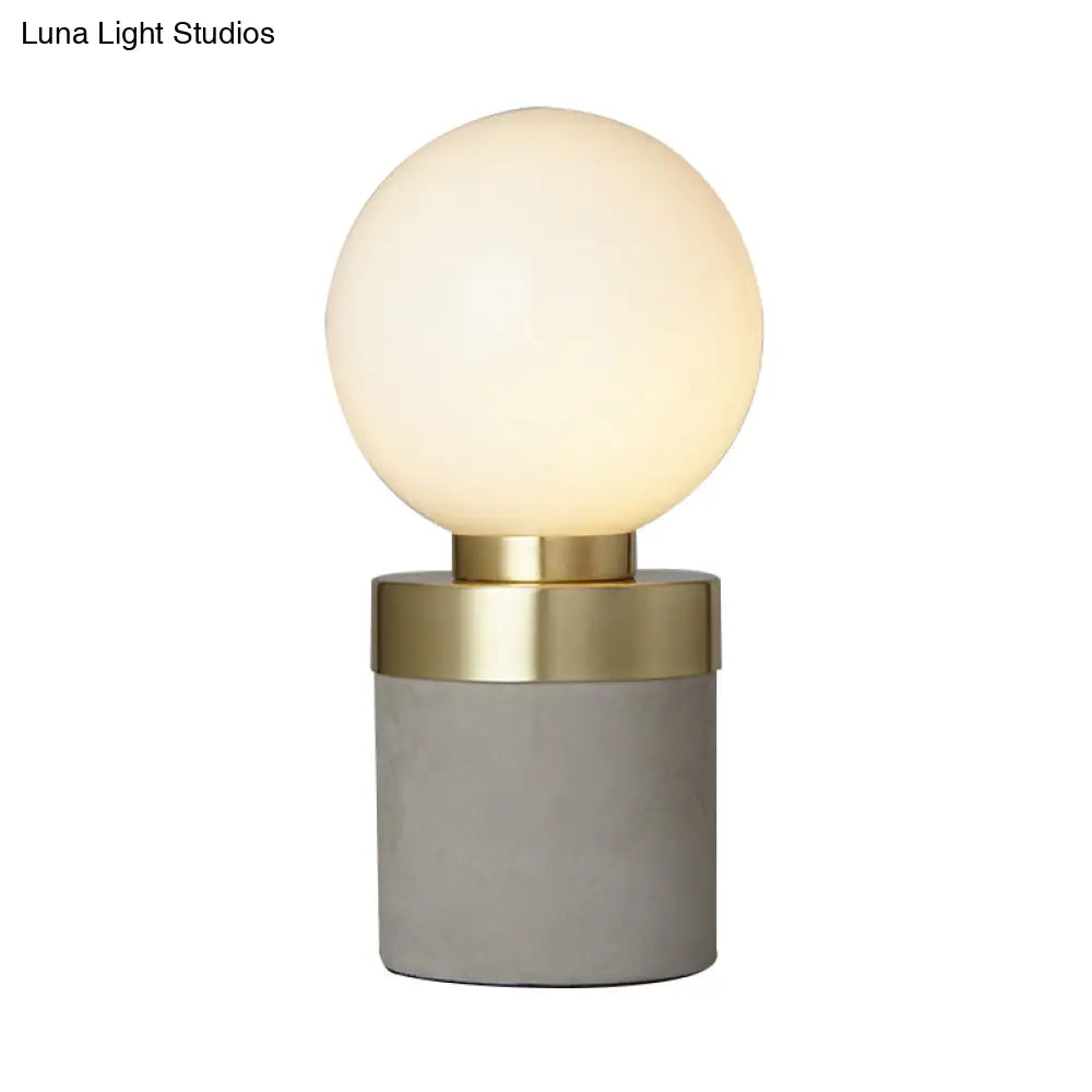 Stylish 1 Light Gray Table Lamp With Frosted Glass & Cement Base - Global Modern Lighting