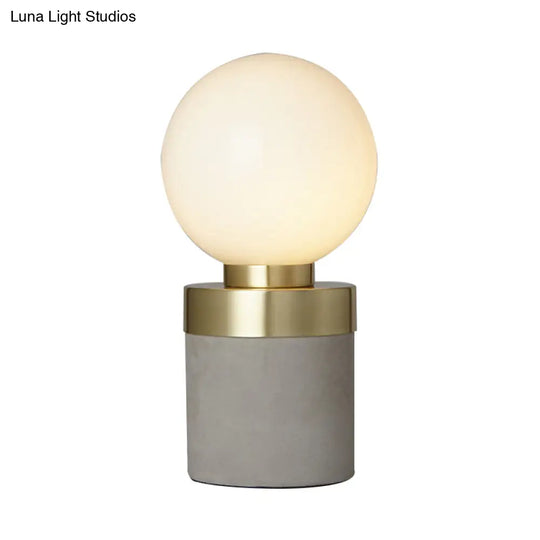 Stylish 1 Light Gray Table Lamp With Frosted Glass & Cement Base - Global Modern Lighting