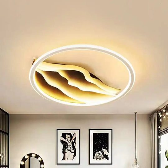 Stylish 16’/19.5’ Led Ceiling Flush Mount In Acrylic Black And White – Warm/White Light For