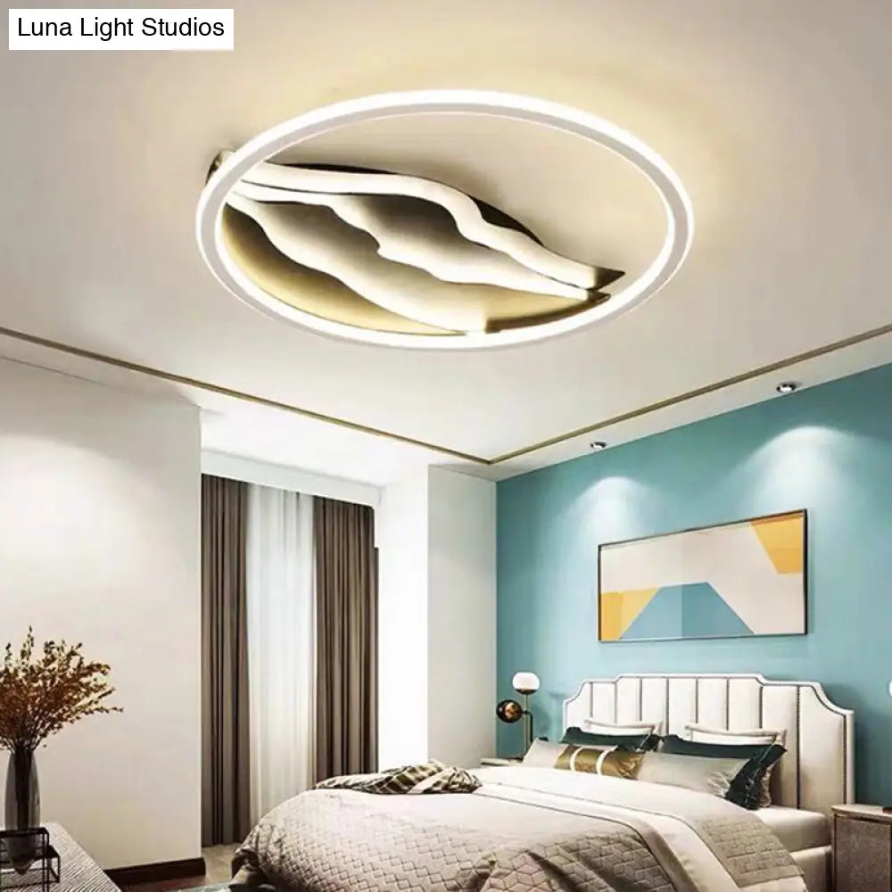 Stylish 16’/19.5’ Led Ceiling Flush Mount In Acrylic Black And White – Warm/White Light For Bedroom