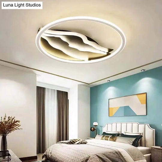 Stylish 16/19.5 Led Ceiling Flush Mount In Acrylic Black And White Warm/White Light For Bedroom