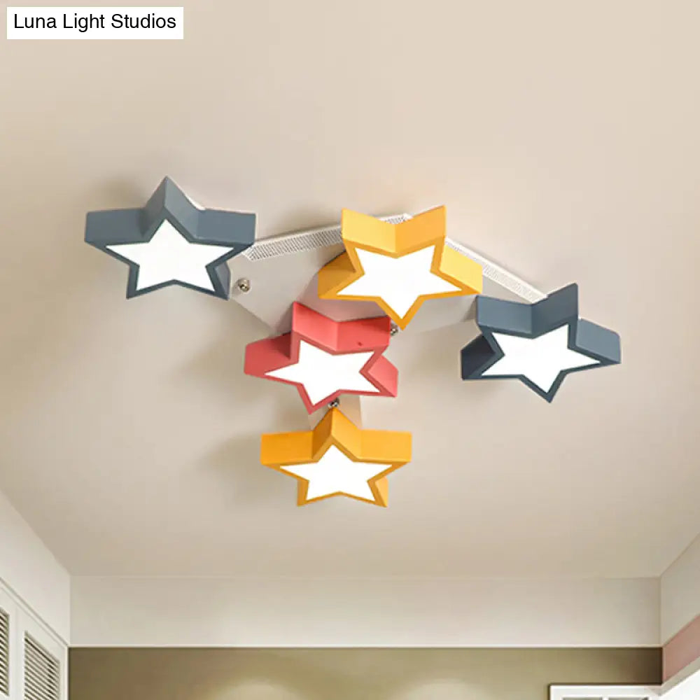 Stylish Acrylic Starry Flush Ceiling Light For Kid’s Bedroom - Nordic Style With Colorful Led