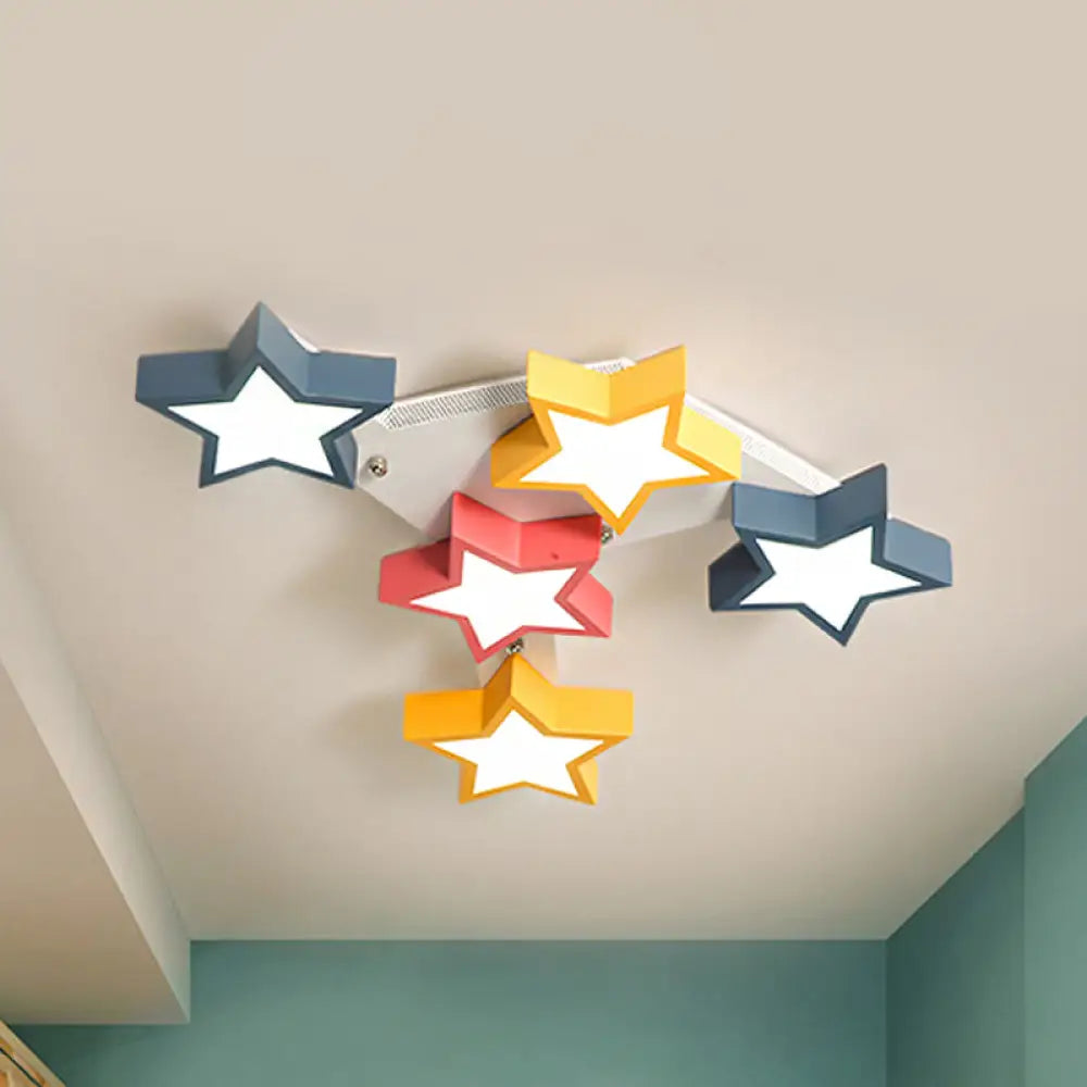 Stylish Acrylic Starry Flush Ceiling Light For Kid’s Bedroom - Nordic Style With Colorful Led
